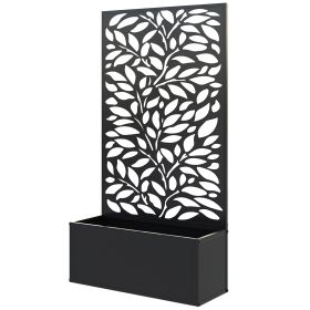 Metal Garden Bed with Trellis for Climbing Plants, Freestanding or Wall Mounted Flower Bed for Garden, Patio, Balcony