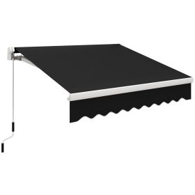 8' x 6.6' Patio Retractable Awning, Manual Exterior Sun Shade Deck Window Cover, Black
