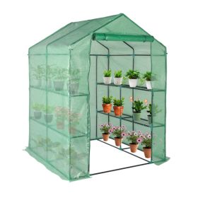 143x143x195cm Black Iron Pipe Steeple With 8 Pieces Grid Flower Stand With Zipper Rolling Door PE Cloth Greenhouse(SAME AS 54690859)