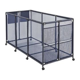 Pool Storage Bin, 69 x 32 x 35 in, Rolling Pool Float Storage Organizer with Side Pockets & Noodles Holder, Durable Metal Frame