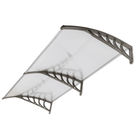 (same code :D0102HH0FJU)HT-200 x 100 Household Application Door & Window Rain Cover Eaves Canopy Silver & Gray Bracket