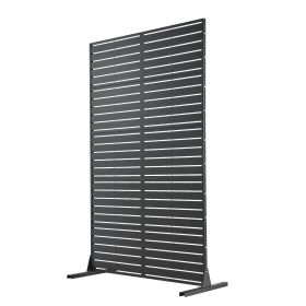 Metal Privacy Screen, 44" W x 72" H Freestanding Modern Privacy Fence, Garden Divider Panel with Extended Base & Reinforcement Fixed