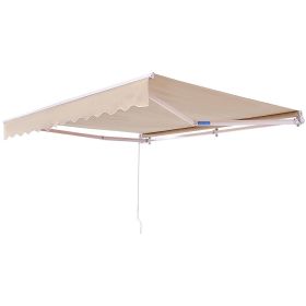 Manual Retractable Awning, 13 x 8 ft Outdoor Patio Awning Retractable Sun Shade