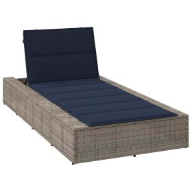 Patio Sunbed Grey PE Rattan Standard Adjustable Armrests